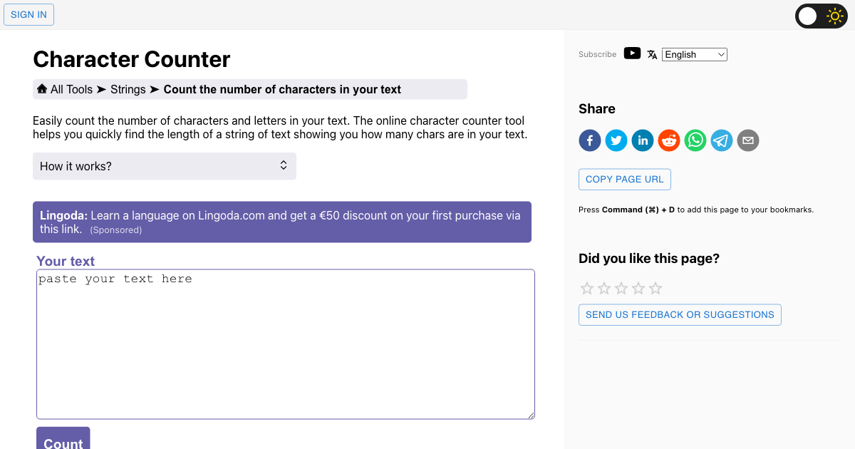 Character Count Online Tool