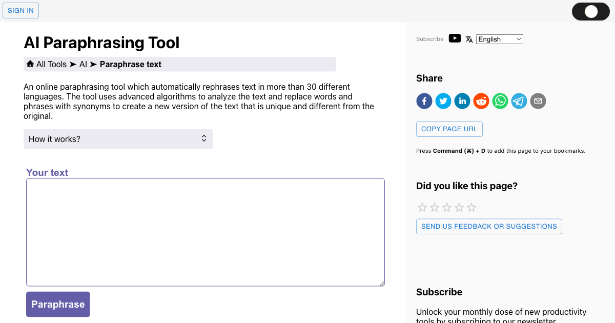 Paraphrasing Tool for any Text 30+ Languages